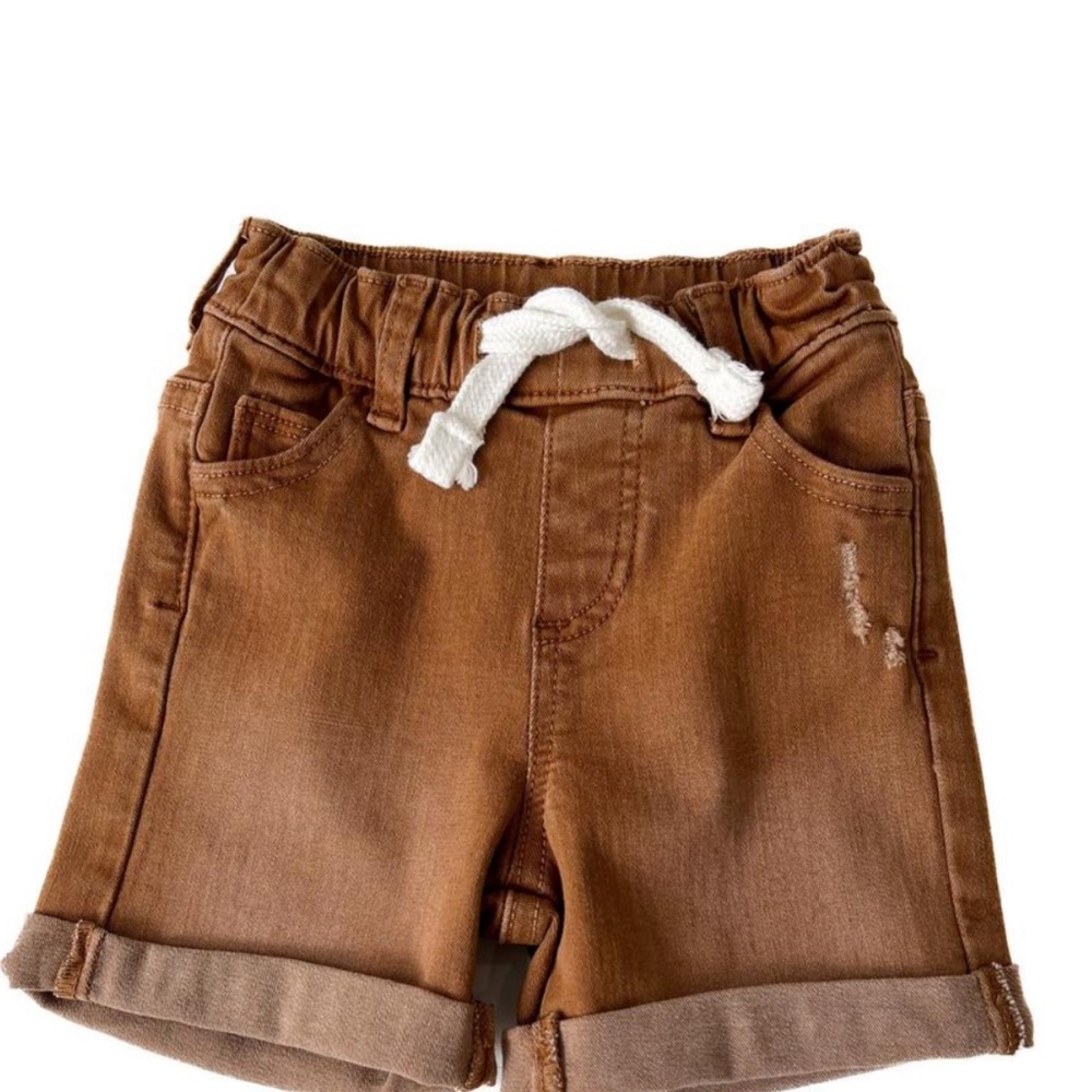 NWT Little Bipsy Tan Shorts with White Tie Size 0-3M